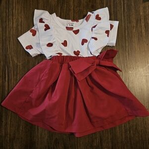 PatPat White and Red Heart Dress